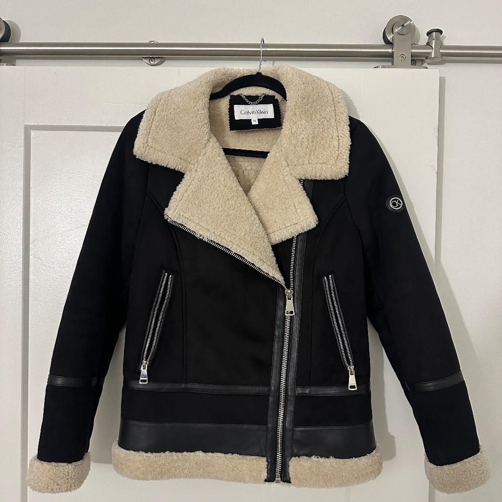 Black Calvin Klein Shearling Coat (Like New)